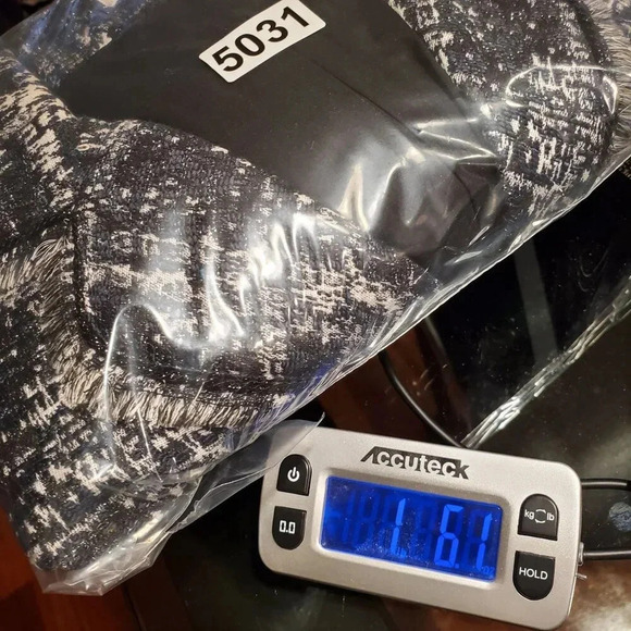 Chicos Y2K Black Blue White Fringed Nubby Textured Tweed Blazer Jacket Size 3 XL - Picture 12 of 12